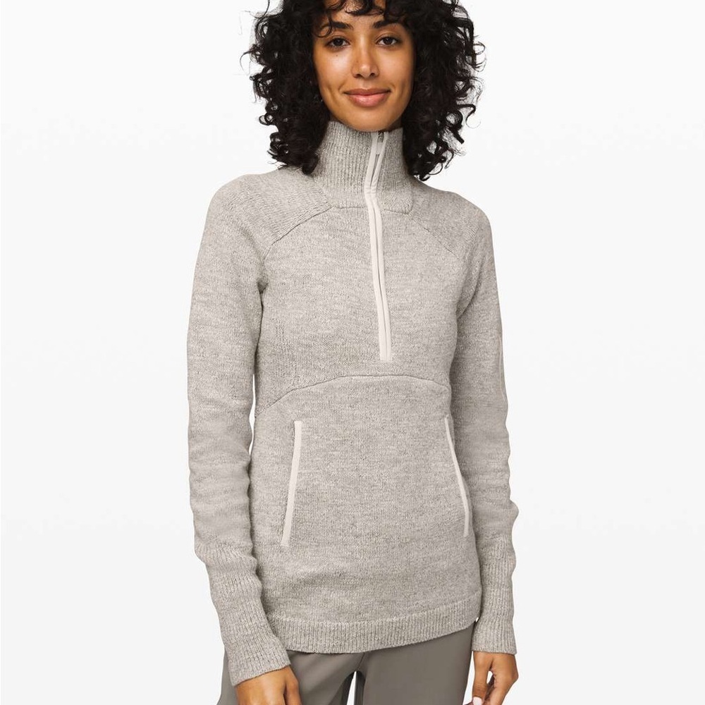 Lululemon Summit Stride Half Zip Sweater in heathered core ultra light grey 2019